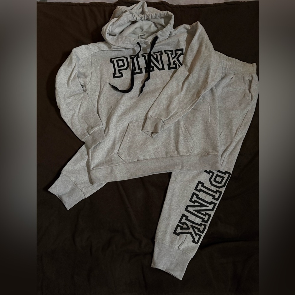 Pink Victoria’s Secret Hoodie and Jogger Set